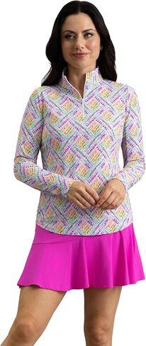 IBKUL UPF 50+ Sun Protection, Icefil Cooling, Moisture-Wicking Nina Long Sleeve Mock Neck Top in Kuwait