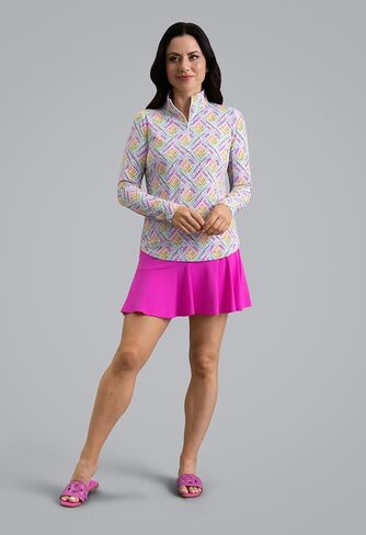 IBKUL UPF 50+ Sun Protection, Icefil Cooling, Moisture-Wicking Nina Long Sleeve Mock Neck Top in Kuwait