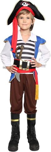 Boys Pirate Costume, Kids Deluxe Pirate Halloween Cosplay Set for Themed Party, Halloween Party, School Events in Saudi Arabia