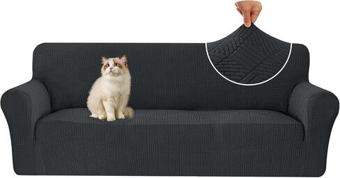 Stretch Sofa Covers for 3 Cushion Couch, Sofa Covers for Pets Washable Sofa Protector, 3 Seat Couch Slipcover with Non-Slip Elastic Bottom for Dogs (Sofa 73"-85", Dark Gray) in Saudi Arabia