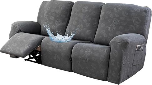 Gennia Recliner Sofa Covers 5 Pieces, Waterproof Sectional Couch Cover Stretch 3 Seat Reclining Couch Cover Soft Sofa Slipcover with Elastic Bottom Furniture Protector for Kis, Pets (Dark Gray) in Saudi Arabia