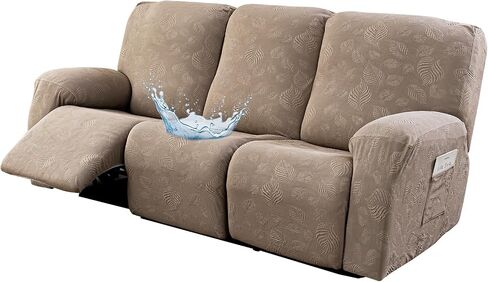 Gennia Recliner Sofa Covers 5 Pieces, Waterproof Sectional Couch Cover Stretch 3 Seat Reclining Couch Cover Soft Sofa Slipcover with Elastic Bottom Furniture Protector for Kis, Pets (Dark Gray) in Saudi Arabia