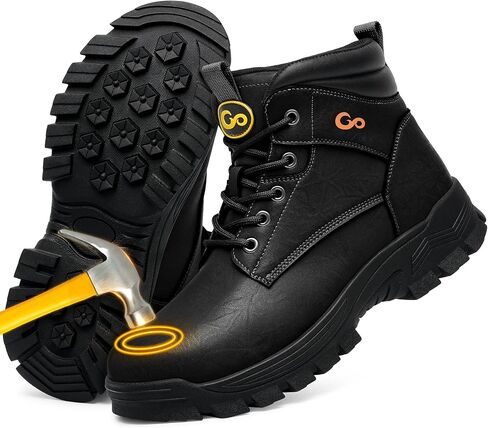 Ablanczoom Steel Toe Boots For Men: Comfortable Safety Industrial Construction Work Boot for Waterproof Slip Resistant Indestructible Puncture Proof Shoes in Saudi Arabia