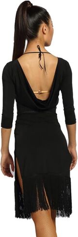 G3011 Latin Ballroom Dance Profession Backless Sides Split Tassels Swing Design Dress (Belt not Included) in Saudi Arabia