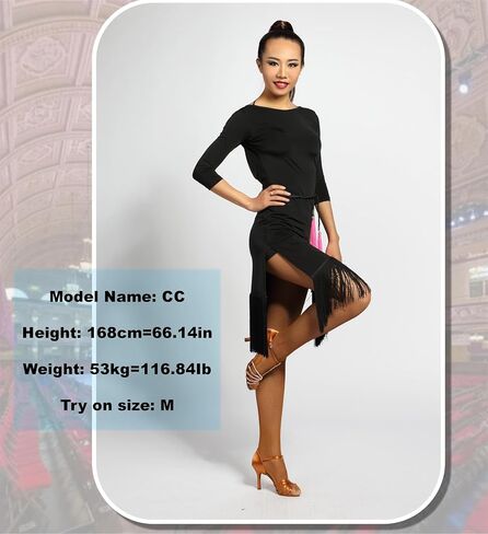 G3011 Latin Ballroom Dance Profession Backless Sides Split Tassels Swing Design Dress (Belt not Included) in Saudi Arabia