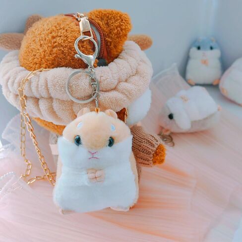 2 Pack Plush Hamster Keychain Backpack Charms Stuffed Animals Keyring Pendants Handbag/Backpack Hamsters Accessory in Saudi Arabia