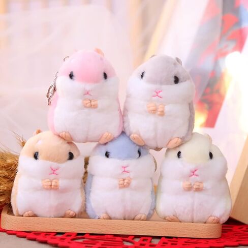 2 Pack Plush Hamster Keychain Backpack Charms Stuffed Animals Keyring Pendants Handbag/Backpack Hamsters Accessory in Saudi Arabia