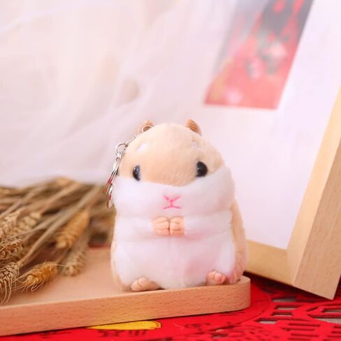 2 Pack Plush Hamster Keychain Backpack Charms Stuffed Animals Keyring Pendants Handbag/Backpack Hamsters Accessory in Saudi Arabia