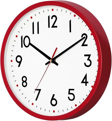 Wall Clock Battery Operated,Red,wall Clock 8Inch Silent Non-Ticking Modern Wall Clock for Living Room, Bedroom, Kitchen, Office, Classroom Decor in Saudi Arabia