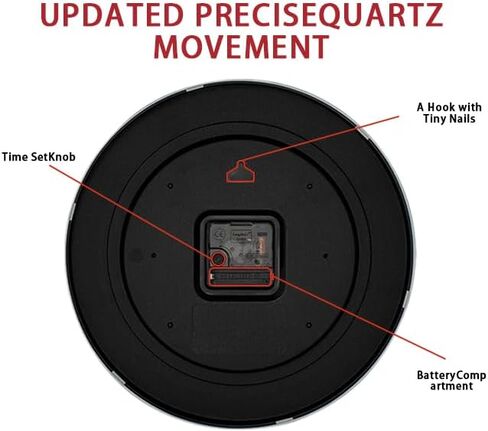 Wall Clock Battery Operated,Red,wall Clock 8Inch Silent Non-Ticking Modern Wall Clock for Living Room, Bedroom, Kitchen, Office, Classroom Decor in Saudi Arabia