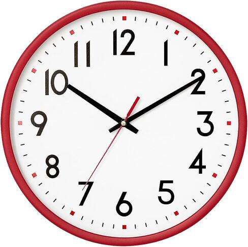Wall Clock Battery Operated,Red,wall Clock 8Inch Silent Non-Ticking Modern Wall Clock for Living Room, Bedroom, Kitchen, Office, Classroom Decor in Saudi Arabia