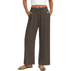 Magritta Women's Casual Linen Pants Beach Trendy Loose Trousers High Waist Wide Leg Cropped Palazzo with Pockets in Saudi Arabia