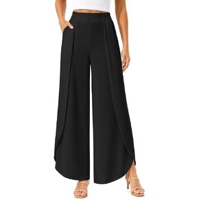 Womens Wide Leg Pants Summer Flowy Boho High Waisted Palazzo Side Split Wide Leg Trousers Vacation Travel Outfit in Saudi Arabia