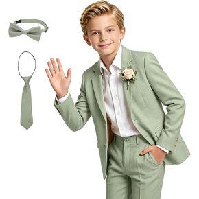 Boys Linen Suit Slim Fit 2 Pieces Formal Kids Linen Suit for Boys Teens Summer Wedding Dress Clothes in Kuwait