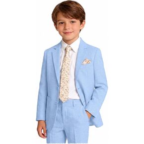 Lightweight Suits for Boys Summer Suit Set Kids Casual Breathable Slim Fit 4pcs Beach Wedding Tuxedo Blazer Pants Shirt, Tie in Kuwait