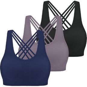 Strappy Padded Sports Bras for Women Seamless Support Yoga Workout Active Gym Tops in Saudi Arabia