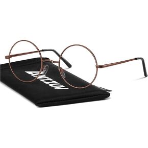 Retro Round Fake Glasses Men Women,Non-Prescription Circle Clear Lens Lightweight Metal Frame Eyeglasses,100% UV400 in Saudi Arabia