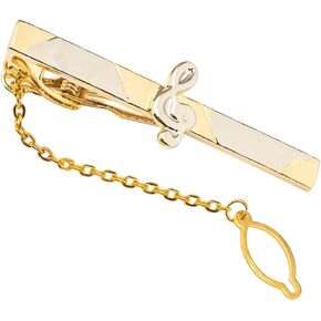 Men's Gold 3D Musical Instrument Tie Clip - Note Pattern Tie Clip, Comes with Gift Box, Suitable for Personal Use by Music Enthusiasts. in Saudi Arabia