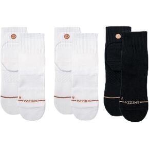 SHEZZA 3 pack- 2 White & 1 Black Anti-Blister Cushioned Heel Padded Quarter Sock Bundle- Size Small in Saudi Arabia