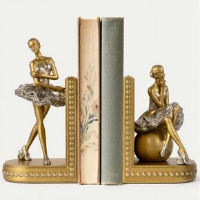 Bookends for Shelves, Ballerina Girl Figurine Decorative Bookends - Book Ends with Anti-Slip Pad for Book Lovers Dancers Heavy Book Holder for Home Office Decor (Gold) in Saudi Arabia
