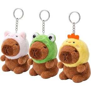 Capybara Plush Keychain, Set of 3 Adorable Capybara Stuffed Animals, Perfect for Kids and Teenagers to Decorate Backpacks and Keys, Fun Party Favors and Collectible Gifts in Saudi Arabia