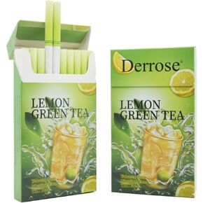 Derrose® Lemon Green Tea Flavor Herbal Cigarettes, Nicotine & Tobacco Free Smokeless Inhalers to Help Quit Smoking, 2 Packs (40 Sticks Total) in Saudi Arabia