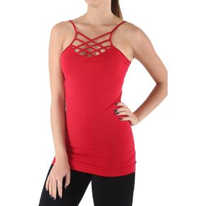 Women's Hollow Out Solid Casual Criss Cross Front Tanks Top Camisole Vest in Saudi Arabia
