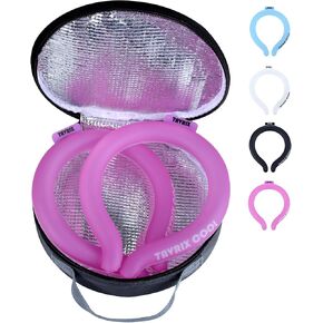 2Pack Neck Cooling Tubes with Insulated Cooler Bag - Reusable Ice Neck Cooler for Hot Weather, Hands Free Cooling Ring, Chill Relief for Men & Women, Outdoor, Indoor, Sports, Travel (2Blue, M) in Saudi Arabia
