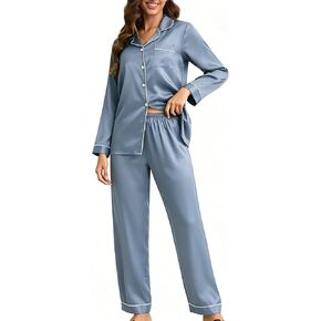 THXSILK 100% Mulberry Silk Pajamas Set for Women 2 Piece Silk long Sleeve Sleepwear Pj Set Button Down Loungewear in Saudi Arabia
