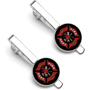 Firefighter Fire DEPT.Logo Rescue Pattern 2 Pcs 2.2 Inch Tie Clips for Men's Fashion Accessories Wedding Business Wearing Jewelry Gifts for Him Birthday Anniversary in Saudi Arabia