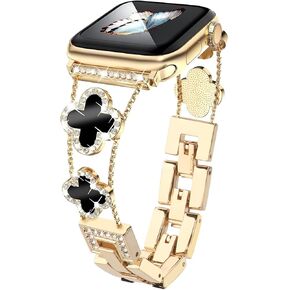 Bling Bands Compatible with Apple Watch Series SE 11 10 9 8 7 6 5 4 3 2 1, Sparkling Diamonds Wristband for Women 38mm 40mm 41mm 42mm Lucky Four Leaf Clover Dressy Bracelet for iWatch in Saudi Arabia