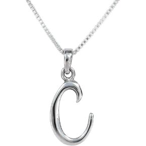 Sterling Silver Initial Charm Necklace, Letter C in Saudi Arabia