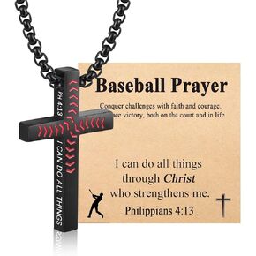 Basketball/Soccer/Baseball/Football Cross Necklace Gift for Boys Man Bible Verse Jewelry Stuff for Birthday Easter Baptism Graduation Christmas in Saudi Arabia