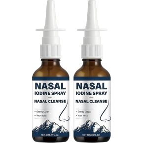 Lmoy Lodine Nasal Spray, Daily Nasal Cleanse & Care Mist with Iodine & Fulvic Acid for Dry Air, Travel & Daily Use (2PCS*60ML) in Saudi Arabia