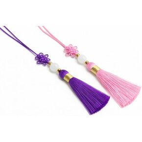 Korean Norigae Knot Ornament 2-Piece Set (Pink & Purple), Traditional Tassel Charm for Bags, Keychains, Gift Packaging, Handmade Decorative Accessory in Kuwait