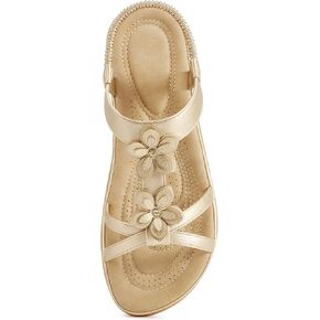 Ecetana Women's Flat Sandals Dressy Comfortable Ankle Strap Floral | Breathable Cushioned Footbed & Lightweight Non Slip Outsole for All-Day Comfort - Summer Shoes for Casual Walking Vacation in Saudi Arabia