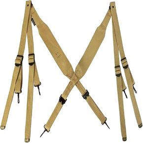 WW2 US Army M1936 Suspenders - Original Pattern X-Back Canvas Web Gear Suspenders for Belt, Authentic Replica for M1 Garand & BAR Belts, WWII Reenactment, Men's Adjustable Elastic in Saudi Arabia