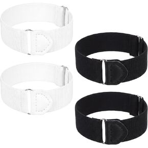 Sleeve Garters for Men, 4PCS Arm Garters for Men Elastic Black Stretchy Adjustable Anti-Slip Shirt Long Sleeve Holders Armband for Women 1920s Accessories for Garter Father Husband, Black White in Kuwait