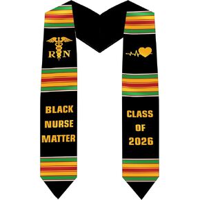 African American Nursing Graduation Stole 2026, Black Nurse RN Graduation Sash with Kente Color Stripes, Class of 2026 Stoles for Nursing School College, Ceremony Party Gift for Grads Adults in Saudi Arabia