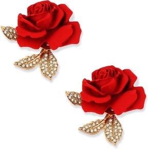 A set of two crystal red rose brooches, featuring elegant enamel floral brooches set with synthetic crystals. This stylish accessory perfectly complements parties, balls, weddings, Valentine's Day gifts, and other occasions, making it an ideal gift for wo in Saudi Arabia