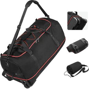 Vomgomfom Wheeled Collapsible Duffel Bag,110L-140L Expandable Checked Luggage, No-Telescopic-Handle with Anti-Burst Zipper & Reinforced Frame,Navy in Saudi Arabia