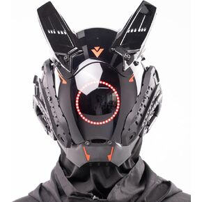 Punk Mask LED Round Lights Gothic Futuristic Techwear Masks for Adults Halloween Cosplay Costume Mask Accessories in Saudi Arabia