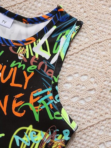Girls Crop Top and Leggings Set Sleeveless Summer Outfit High Waist Fitted 2 Piece Casual Sporty Wear in Kuwait