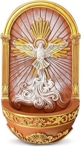 Yookeer Catholic Spirit Dove Hanging Resin Holy Water Font, 7.5 Inch Trinity Spirit Dove Holy Water Font for Entrance Church Home Wall Hanging Catholic Religious Gift in Kuwait