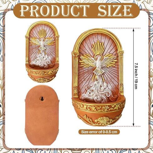 Yookeer Catholic Spirit Dove Hanging Resin Holy Water Font, 7.5 Inch Trinity Spirit Dove Holy Water Font for Entrance Church Home Wall Hanging Catholic Religious Gift in Kuwait