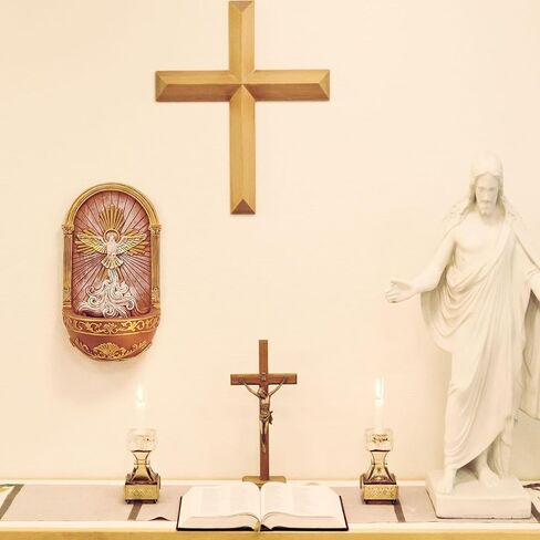 Yookeer Catholic Spirit Dove Hanging Resin Holy Water Font, 7.5 Inch Trinity Spirit Dove Holy Water Font for Entrance Church Home Wall Hanging Catholic Religious Gift in Kuwait