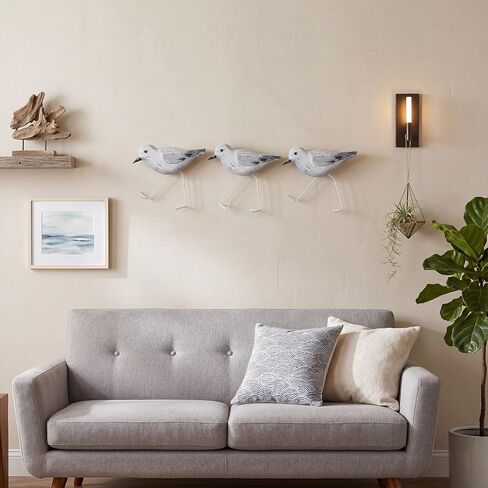 Pelopy 3 Pcs Wood Sandpipers Wall Decor Coastal Wall Decor Sandpiper Coastal Beach Decoration Hanging Driftwood Decoration Sandpiper Sculpture Sea Birds Ocean Vintage Ornaments for Home Bathroom in Kuwait