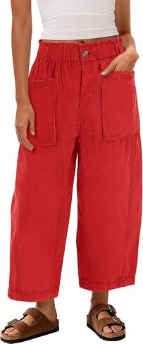 Yanekop Womens Wide Leg Capri Pants Barrel Summer Casual Baggy Harem Pants Cropped Comfy Palazzo High Waisted Trousers in Saudi Arabia