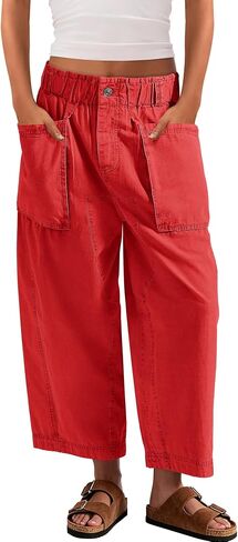Yanekop Womens Wide Leg Capri Pants Barrel Summer Casual Baggy Harem Pants Cropped Comfy Palazzo High Waisted Trousers in Saudi Arabia