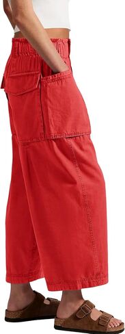 Yanekop Womens Wide Leg Capri Pants Barrel Summer Casual Baggy Harem Pants Cropped Comfy Palazzo High Waisted Trousers in Saudi Arabia
